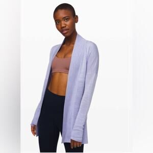 Lululemon womens 4 sit in lotus wrap ll heathered lavender merino wool cardigan